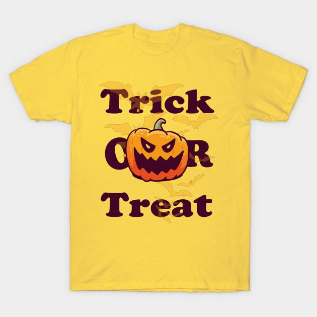 Funny Halloween Gift Trick or treat with scary pumpkin face for men and women T-Shirt by NaniMc